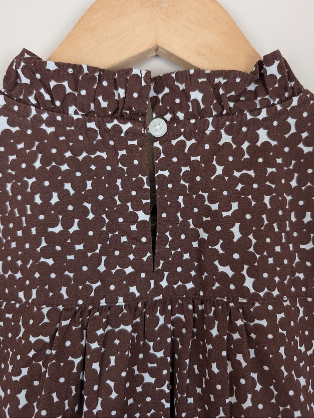 J Crew Smocked Cotton Poplin Puff Sleeve Top in Mocha Floral - Picture 8 of 9
